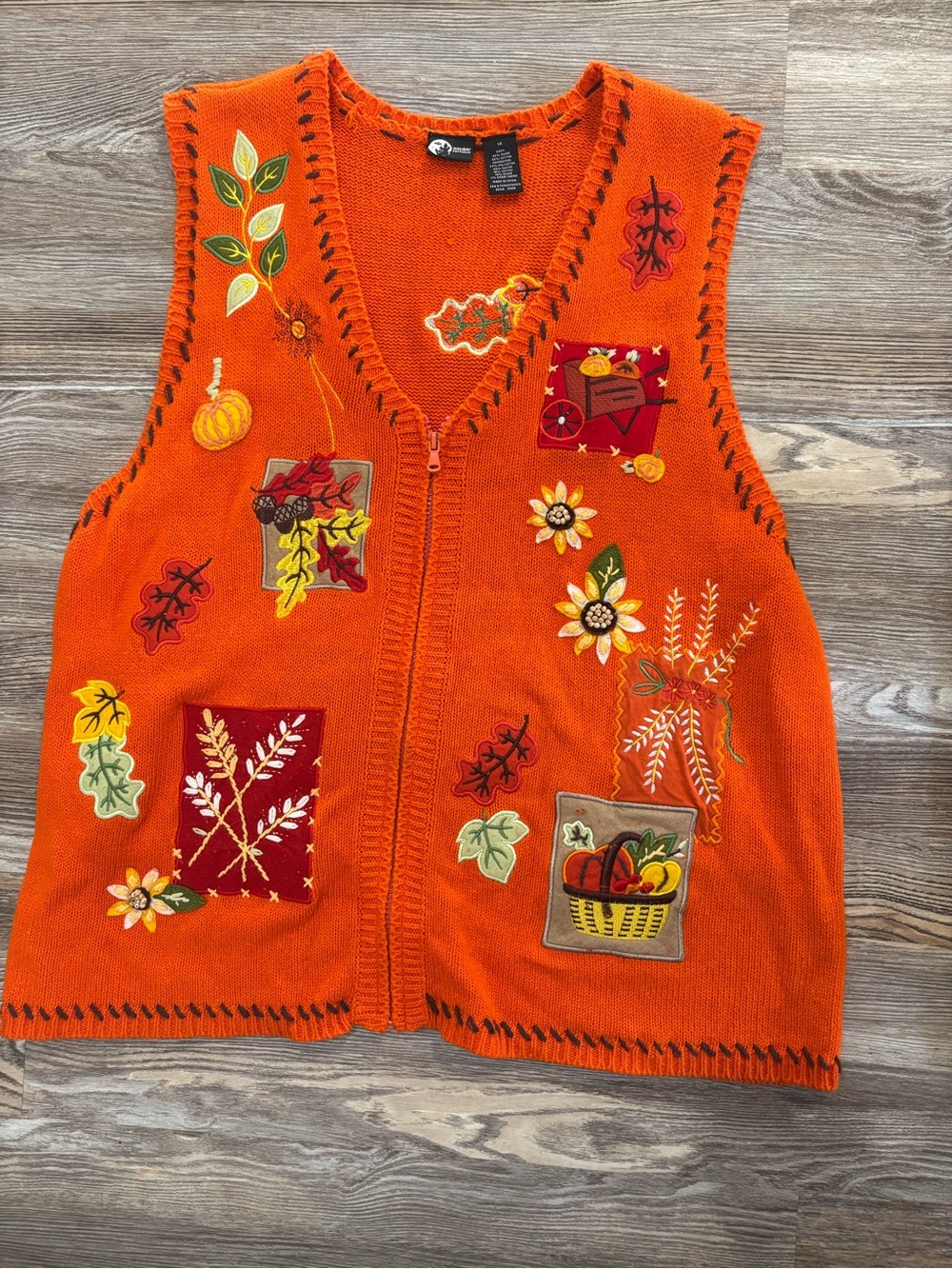 Vintage Holiday Editions Fall Zip Up Sweater Vest - 1X